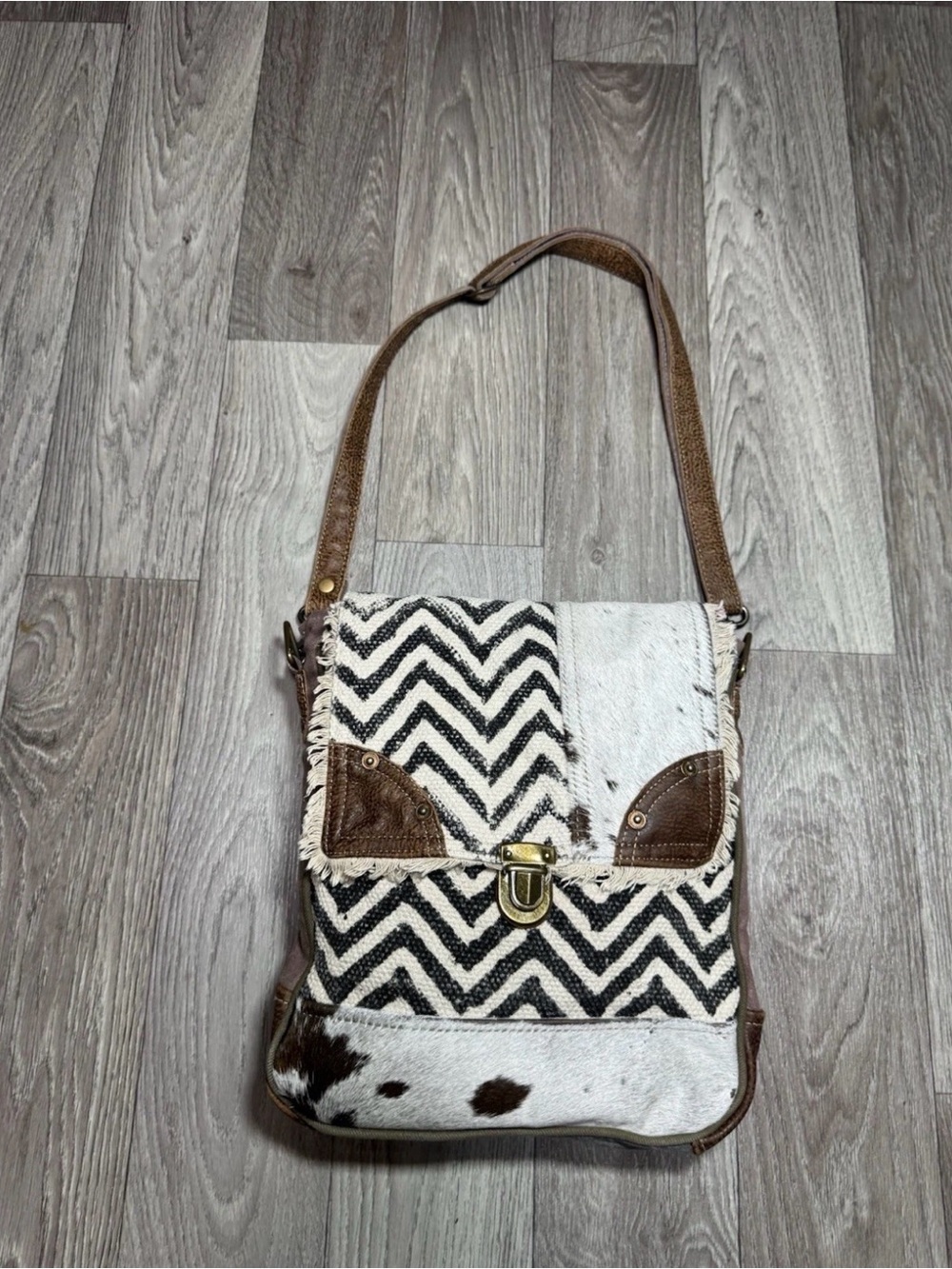 Myra Bag Boho Crossbody Adjustable Canvas & Haircalf